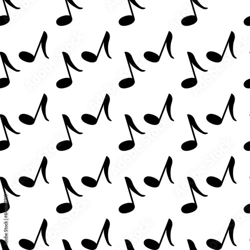 Black notes on a white background. Musical literacy. Vector seamless pattern abstraction. Background illustration, decorative design. Ornament modern new