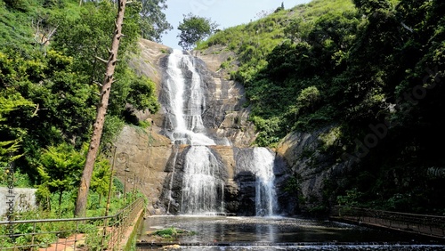 scenic view of kodaikanal silver cascade water falls. Located in Top tourist attraction for family, friends and honeymoon destination photo