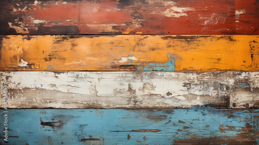 wood planks with colorful paint. Generative AI wood planks with colorful paint. Generative AI