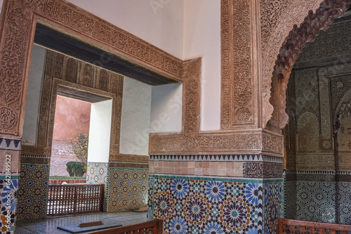 Marrakech, Morocco - Feb 8, 2023: The Saadian tombs in the Kasbah district of Marrakech Medina