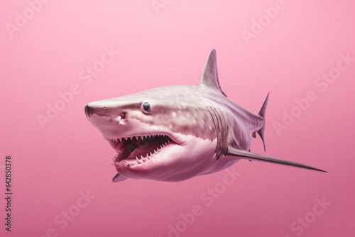 Shark isolated on pink background. AI