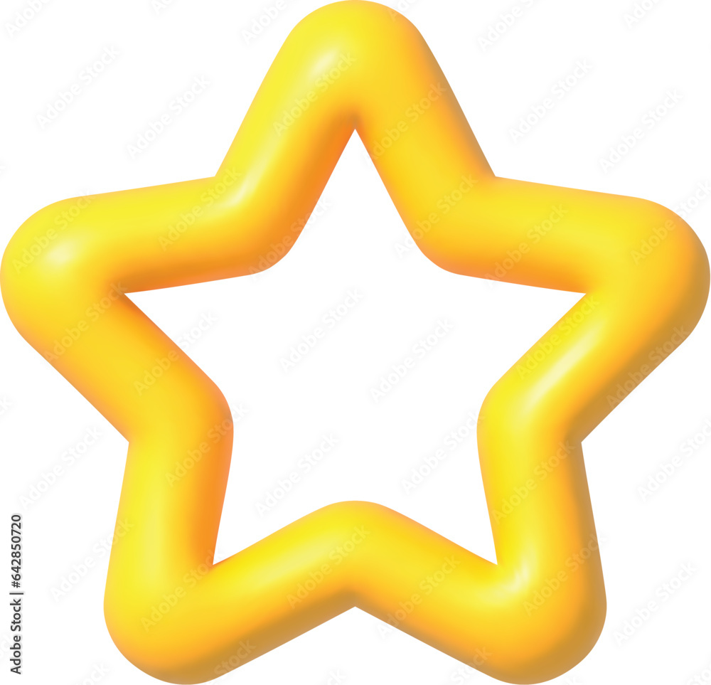 Vector render Yellow star icon. Cartoon Symbol for Customer rating feedback or rang rating achievements. 3d vector emblem. Vector illustration