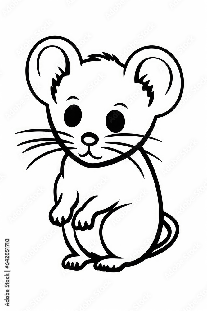 Fototapeta premium mouse coloring page illustration for kids. Generative AI