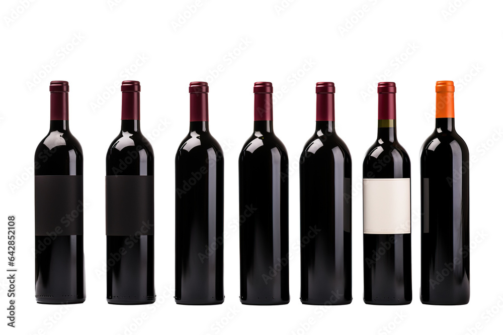 Set of Bordolese - bottle of red wine isolated on a white background PNG Set of Bordolese - bottle of red wine isolated on a white background PNG