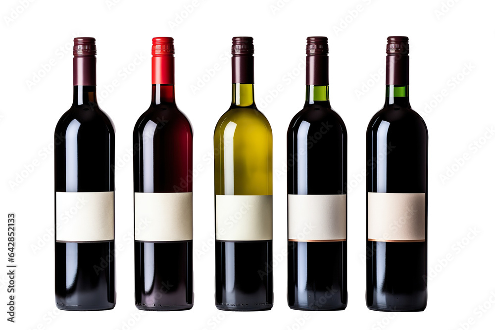 Set of Bordolese - bottle of red wine isolated on a white background PNG Set of Bordolese - bottle of red wine isolated on a white background PNG