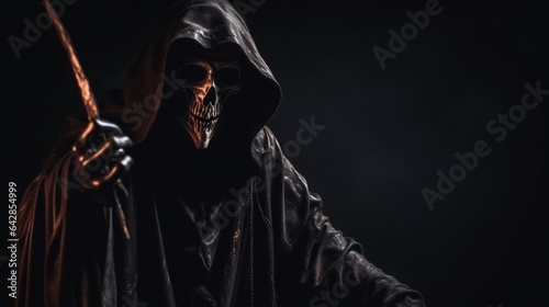  Grim Reaper Reaching Towards the Camera Over Dark Background, generative AI