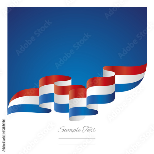 Free Download New Netherlands red white blue wavy flag ribbon concept design template. Premium flags Netherlands ribbon vector design on abstract blue background - GFXLoad