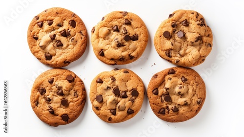 Chewy Chocolate Chip Cookies in a bowl isolated on white background