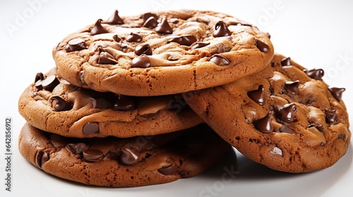 Double Chocolate Chip Cookies isolated on white background
