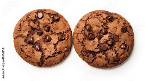 Double Chocolate Chip Cookies isolated on white background