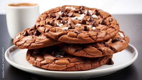 Double Chocolate Chip Cookies isolated on white background