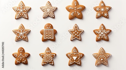 Gingerbread Cookies in a bowl isolated on white background