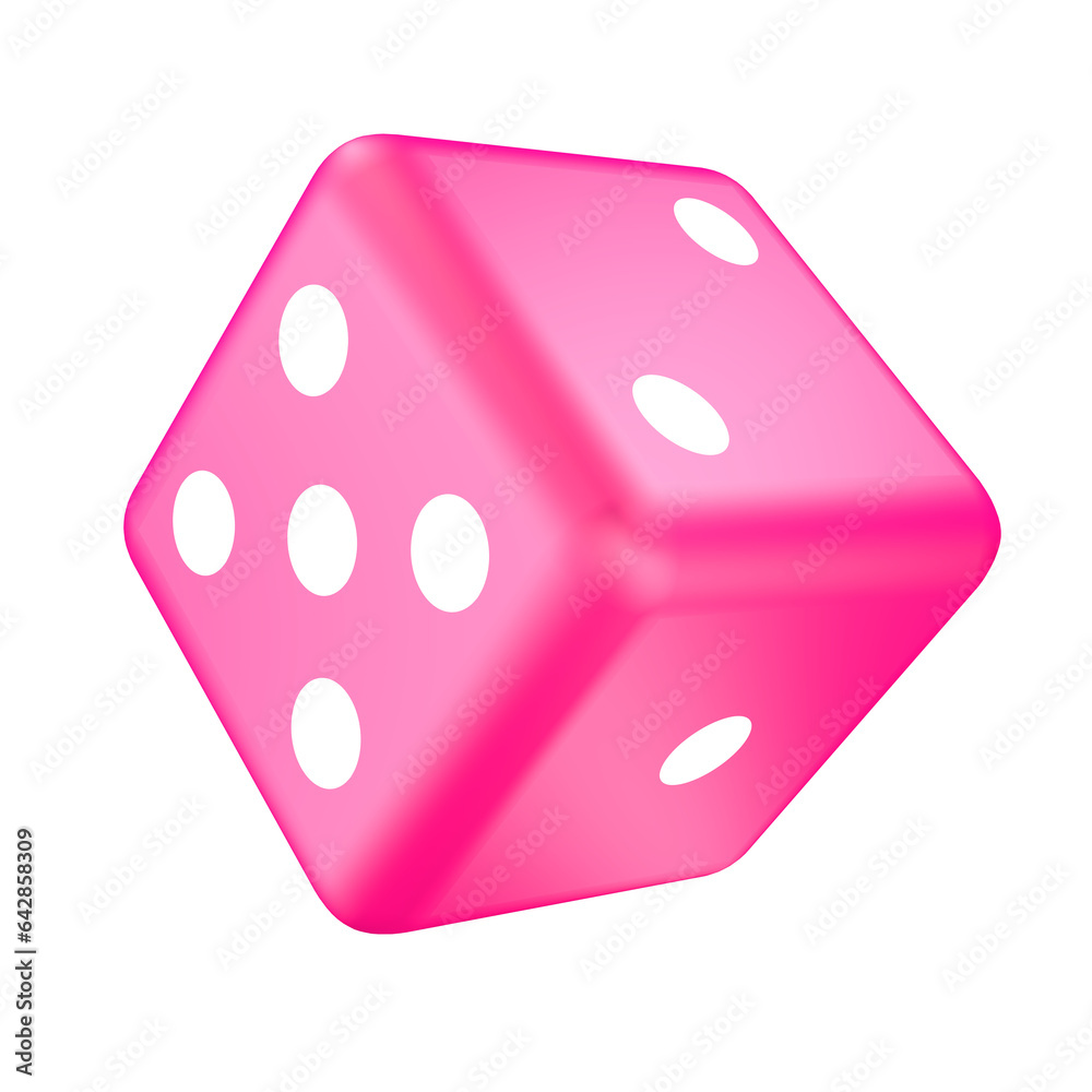 Pink dice on a transparent background in png format, 3D rendering Pink dice on a transparent background in png format, 3D rendering