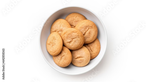 Snickerdoodle Cookies in a bowl isolated on white background top view