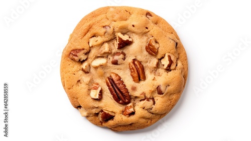 Soft & Chewy Butter Pecan Cookies isolated on white background top view