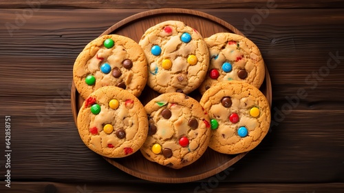 Soft and Chewy Cookies in a bowl isolated on white background top view