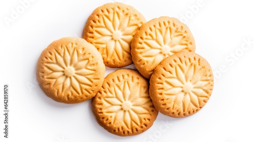 Sugar Cookies in a bowl isolated on white background top view