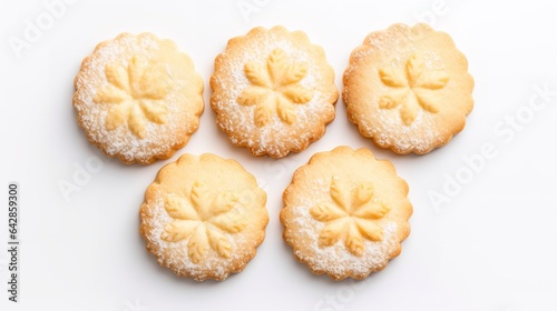 Sugar Cookies in a bowl isolated on white background top view