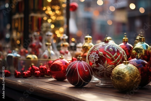 European Christmas markets, buying Christmas balls from market photo