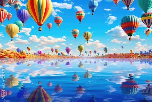Colorful balloons on a blue sky background