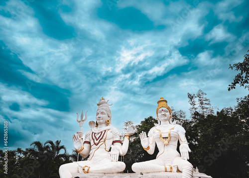 Shiva Parvathi statues on Kailasagiri hill in Andhra Pradesh state India