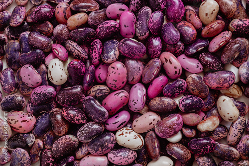 Obraz na płótnie Close up blue purple scarlet runner beans background,