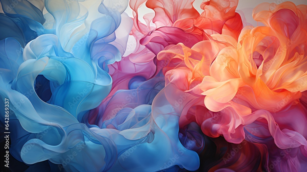 Obraz premium colorful abstract alcohol ink painting, multicolor smoke effect