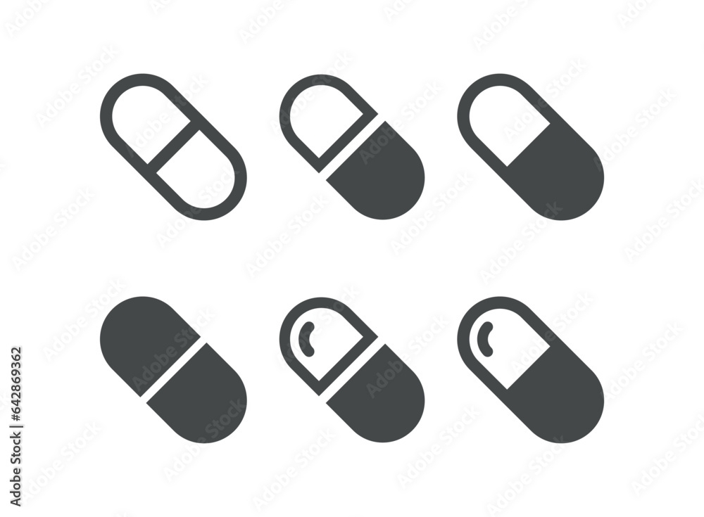 Pills capsules icon in flat style. Medical tablet vector illustration on isolated background. Healthcare drug sign business concept. Pills capsules icon in flat style. Medical tablet vector illustration on isolated background. Healthcare drug sign business concept.