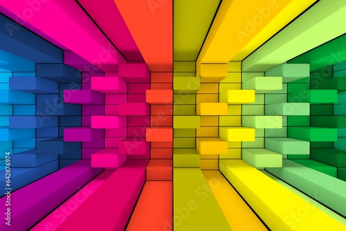 Fototapeta Naklejka Na Ścianę i Meble -  Colorful boxes rungs abstract background 3D render illustration