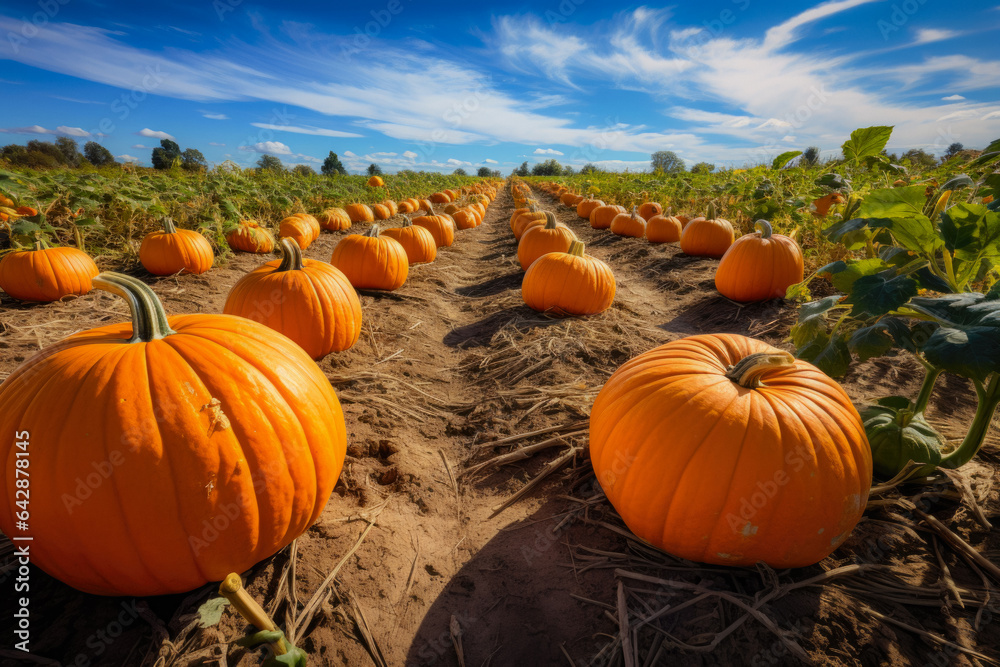 Huge Pumpkin Field With A Variety Of Pumpkins With A Touch Of Halloween Atmosphere Created By Artificial Intelligence Huge Pumpkin Field With A Variety Of Pumpkins With A Touch Of Halloween Atmosphere Created By Artificial Intelligence