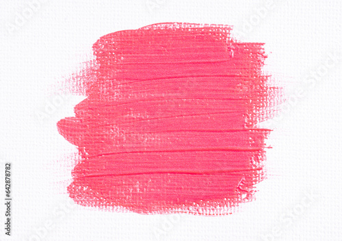 Wallpaper Mural Pink shimmer paint brush on white background on white canvas. Pink glitter acrylic paint stain on the white paper wall Torontodigital.ca