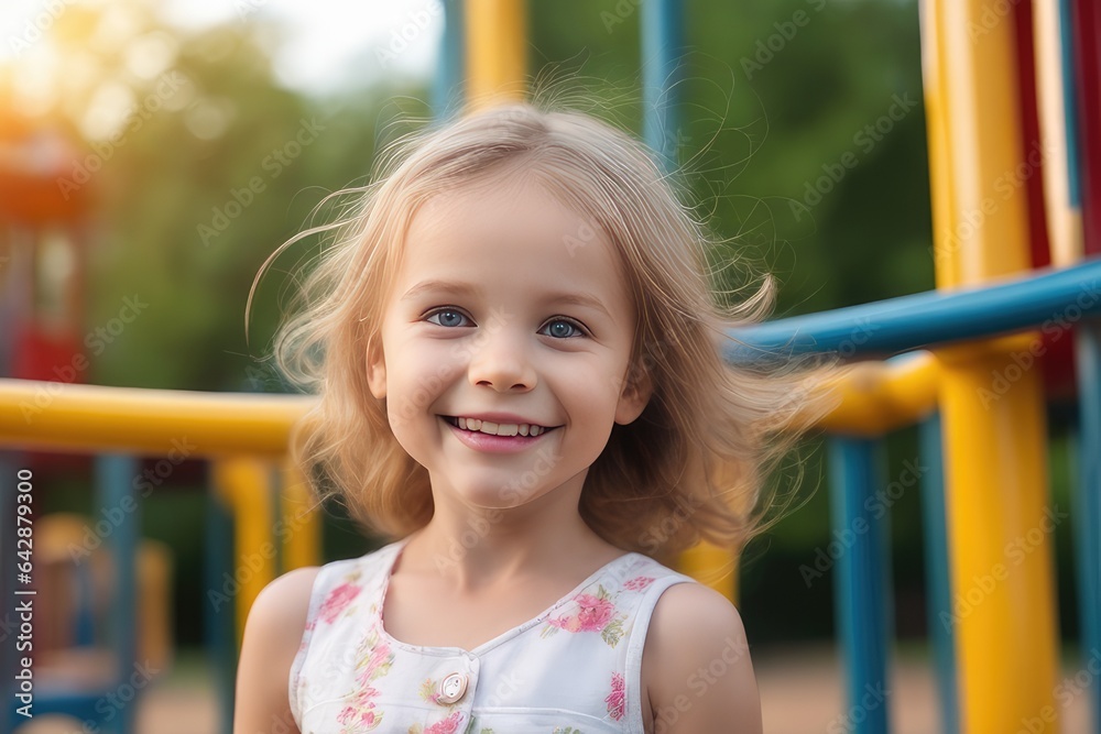 happy smiling little girl on playground happy smiling little girl on playground