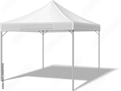 White tent mockup. Realistic event advertising sunshade