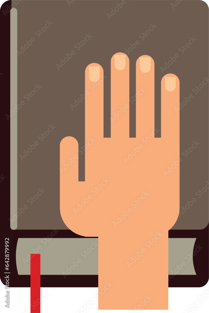 Human hand on closed book. Oath symbol Human hand on closed book. Oath symbol