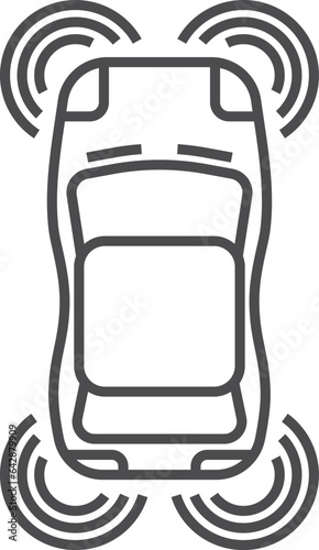 Smart car linear icon. Driveless transport technology