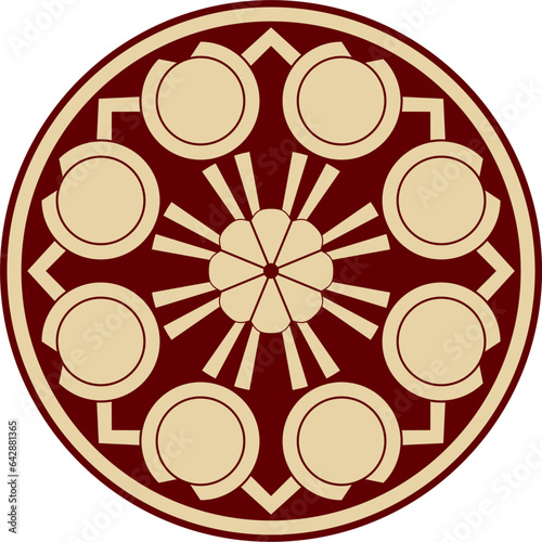 Vector black and red round Turkish ornament. Endless ottoman national circle