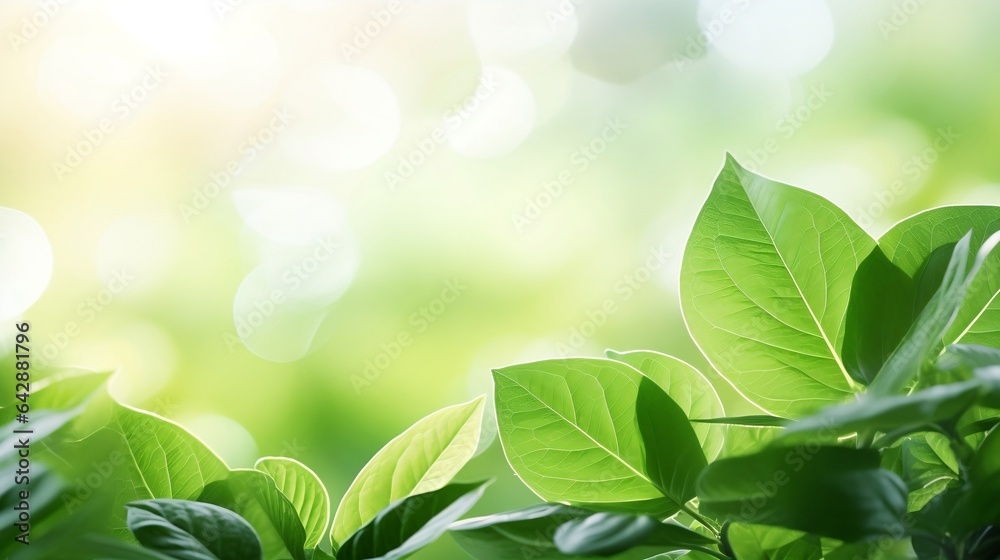 Green leaf for nature on a blurred background with beautiful bokeh and copy space for text. Green leaf for nature on a blurred background with beautiful bokeh and copy space for text.