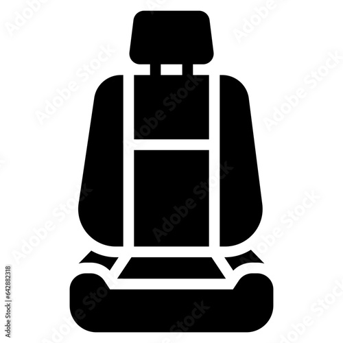 Car seat. Vector glyph icon of a car or automobile, symbolizing a machine for driving. It is presented in a glyph style, suitable for mobile concepts and web design