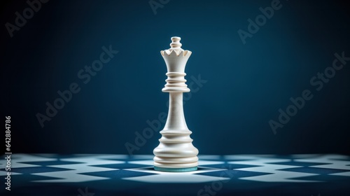 White chess piece on a chess board.