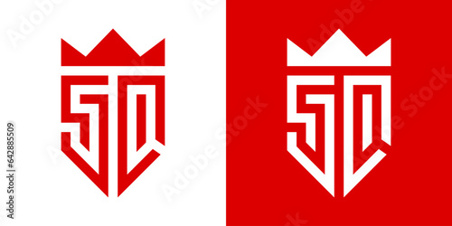 Initial Letter SQ Shield Armor for Secure Safe Secret Strong Smart Label Emblem Badge logo design vector