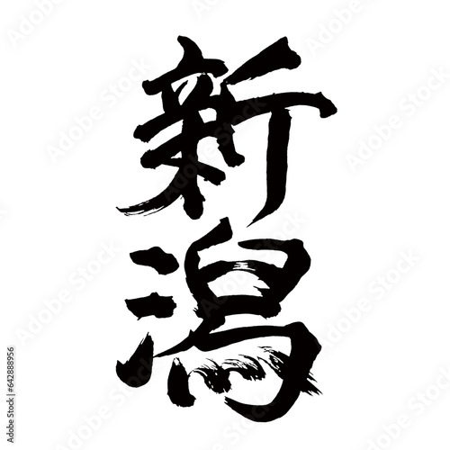 Japan calligraphy art【Niigata・니가타】日本の書道アート【新潟・にいがた・ニイガタ】／This is Japanese kanji 日本の漢字です／illustrator vector イラストレーターベクター