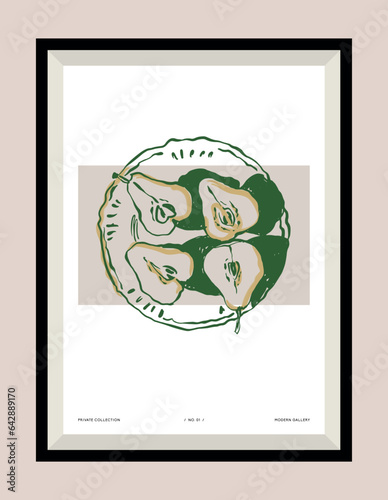 Fruit hand drawn vector illustration in a poster frame. Art for postcards, branding, logo design, background.	