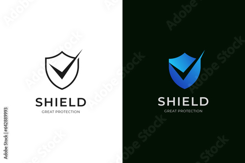 Shield check logo icon design, vector element symbol for right or great protection logo template