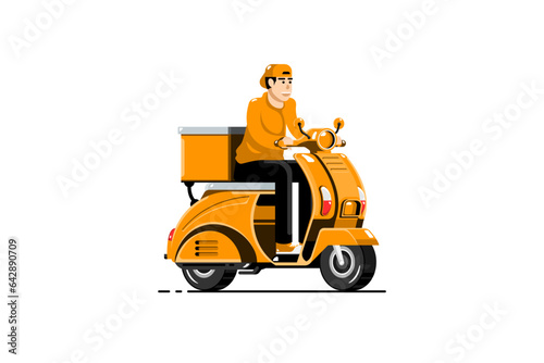 Cartoon man delivery service on isolated background, Vector illustration.