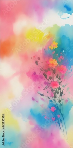 Abstract color flowers background. AI generated illustration