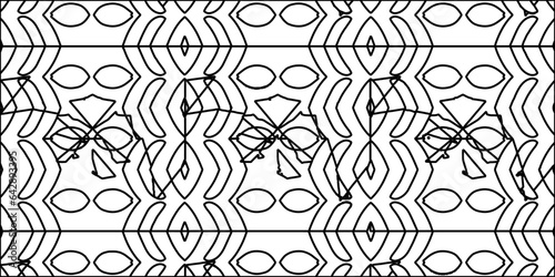 White background with striped shapes. Texture with figures from lines.Line shape design.Abstract background for web page, textures, card, poster, fabric, textile. Monochrome graphic repeating design. 