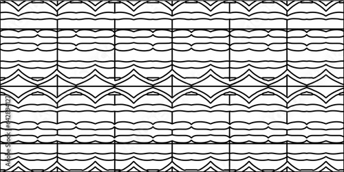 White background with striped shapes. Texture with figures from lines.Line shape design.Abstract background for web page, textures, card, poster, fabric, textile. Monochrome graphic repeating design. 