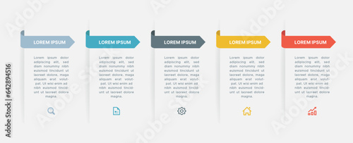 Arrow Process Workflow Infographic Template with 5 Steps
