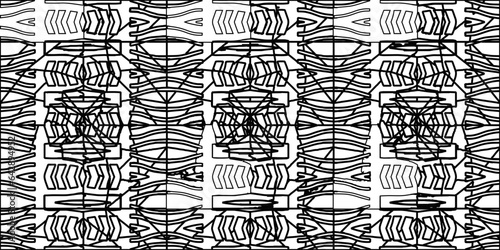 White background with striped shapes. Texture with figures from lines.Line shape design.Abstract background for web page, textures, card, poster, fabric, textile. Monochrome graphic repeating design. 