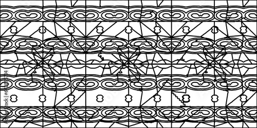 White background with striped shapes. Texture with figures from lines.Line shape design.Abstract background for web page, textures, card, poster, fabric, textile. Monochrome graphic repeating design. 